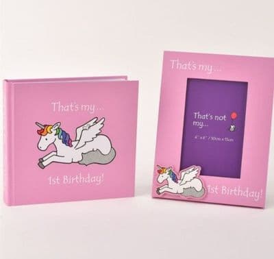 First Birthday Photo Frame And Album - Unicorn