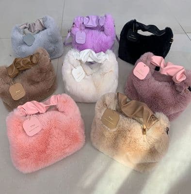 Fuzzy PU Strap Satchel Bag