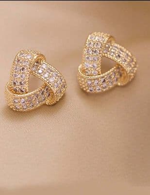 Geometric Triangle Micro-Inlaid Earrings, 925 Silver