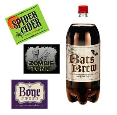 Halloween Party Bottle Labels 2 Litre (4pk)