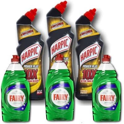 Harp Power Plus Citrus 3 x 750ml & Fairy Original Washing Up Liquid, 3 x 900ml