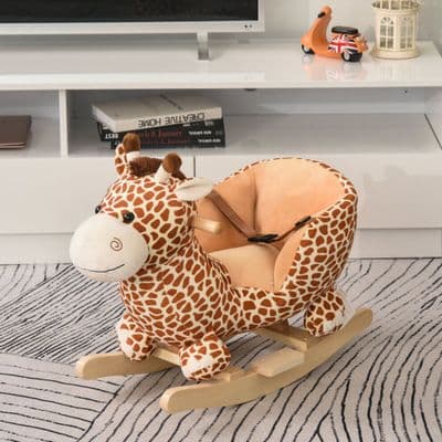 HOMCOM Rocking Horse Ride on Kid Seat Belt Play Toy Giraffe 32 Song