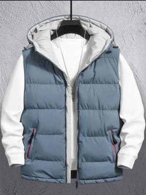 Hypemode Men Zipper Hooded Vest Puffer Coat
