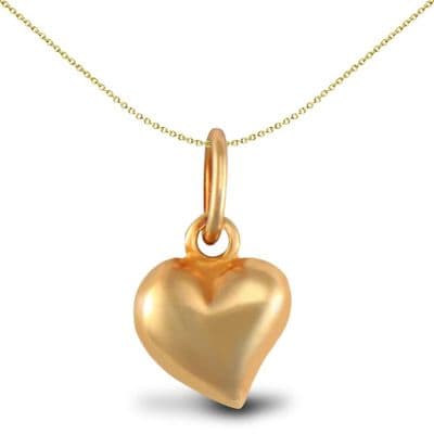 Jewelco London Ladies 9ct Yellow Gold Love Heart Charm Pendant