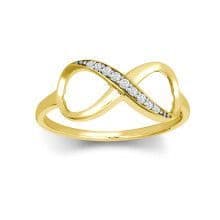 Jewelco London Ladies Solid 9ct Yellow Gold White Round Brilliant Cubic Zirconia Figure 8 Infinity S