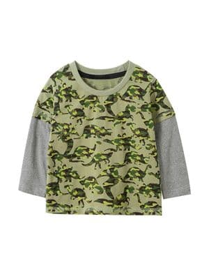 Kid Boy Dinosaur Fake Two Pieces Top