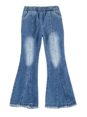 Kid Girl Fringe Hem Denim Flared Pants