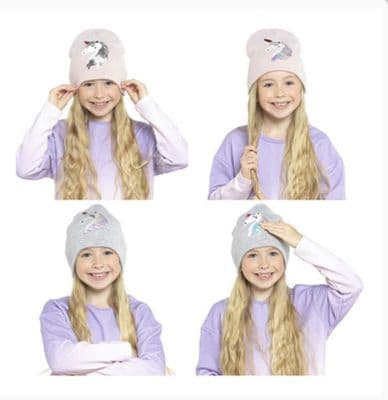 KIDS UNICORN REVERSIBLE SEQUINS HAT & GLOVES SET