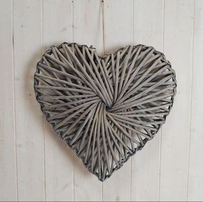 Large Grey Willow Spiral Heart Wreath 40cm