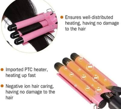 LCD Display Ceramic Triple Barrel Curling Iron
