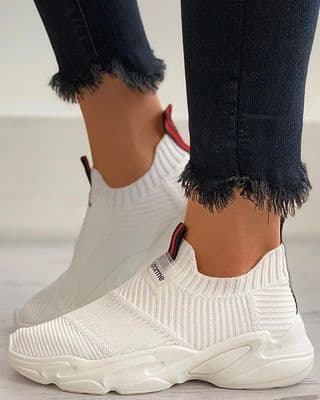 Letter Pattern Knit Casual Sneaker