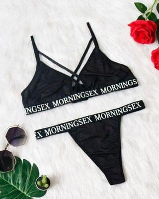 Letter Print Triangle Bra Sets