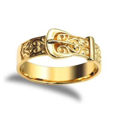London Men's Solid 9ct Yellow Gold Single Buckle Ring