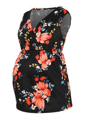 Maternity Floral Print Surplice Tank Top