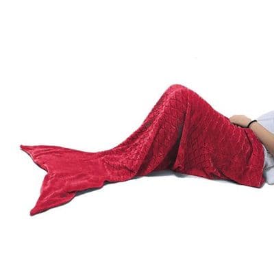 MERMAID FLEECE BLANKET THROW ADULT RED