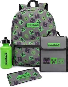 Minecraft Backpack Set Kids 4 Piece Villains Lunch Box Water Bottle One Size