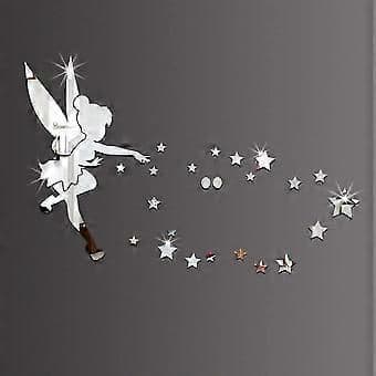 Mirror Wall Sticker Acrylic Decorative Mirror Tinkerbell Wall Stickers Home Decorations, Angel