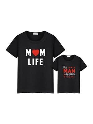 Mommy And Son Letter Love Heart Print T-shirt