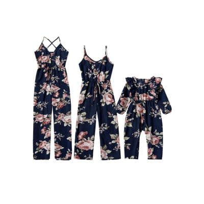 Mother And Daughter Floral Navy Jumpsuit