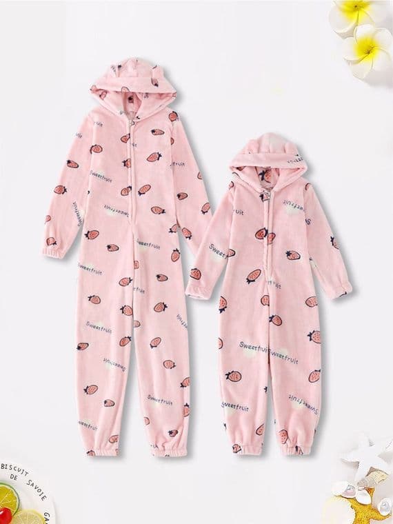 Mother And Daughter Pyjamas Teddy Jumpsuit