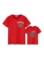 Mother And Kid Leopard Love Heart Top
