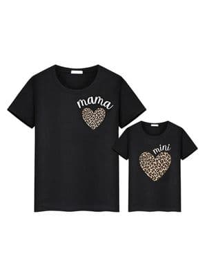 Mother And Kid Leopard Love Heart Top