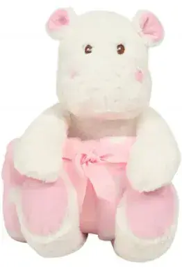 Mumbles Hippo with Printed Fleece Blanket