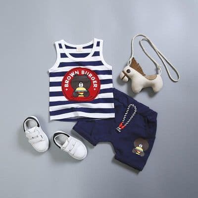 new active cartoon bear baby boy clothes set