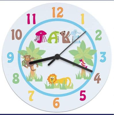Personalised Animal Alphabet Boys Clock