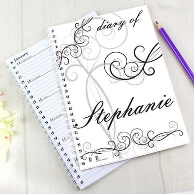 Personalised Black Swirl A5 Diary