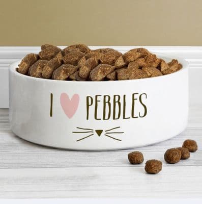 Personalised Cat Features 14cm Medium White Pet Bowl