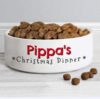 Personalised Christmas Dinner 14cm Medium Pet Bowl