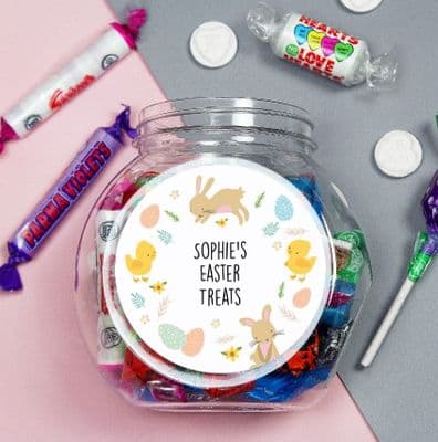 Personalised Easter Bunny & Chick Sweets Jar