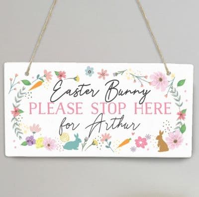 Personalised Easter Springtime Wooden Sign