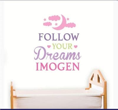 Personalised Follow Your Dreams Pink Wall Art