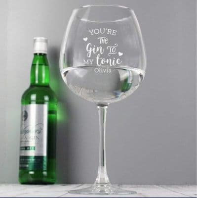 Personalised 'Gin to My Tonic' Gin Balloon Glass