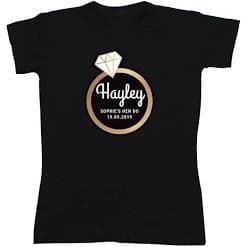 Personalised Gold Bling Ring Hen Party T-Shirt - Black