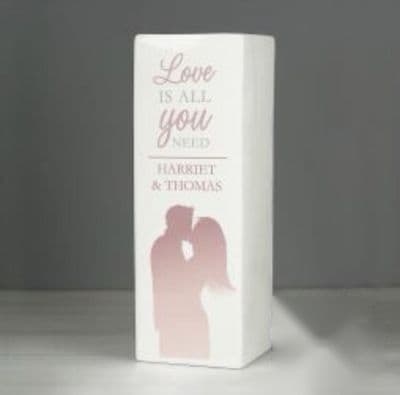 Personalised 'Love is All You Need' Square Vase