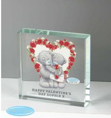 Personalised Me to You Rose Heart Crystal Token