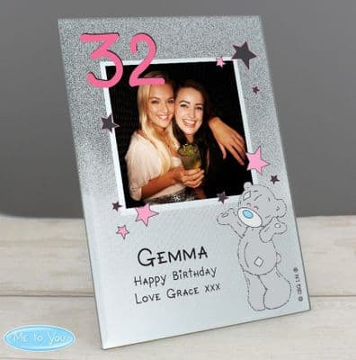 Personalised Me To You Sparkle & Shine 4x4 Glitter Glass Photo Frame