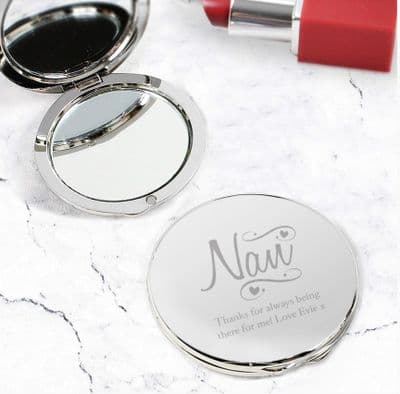 Personalised Nan Swirls & Hearts Compact Mirror