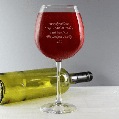Personalised 'One Glass' Bottle of Wine Glass
