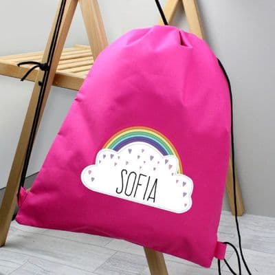 Personalised Rainbow Pink Swim & Kit Bag