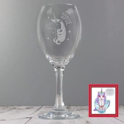 Personalised Unicorn Engraved Wine Glass