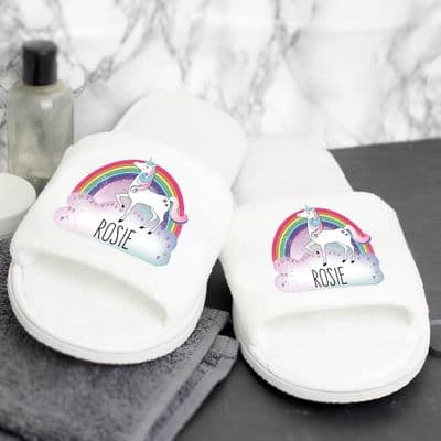 Personalised Unicorn Velour Slippers