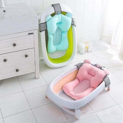 Portable Baby Bathtub Mat Newborn Anti-skid Shower Cushion Bed Infant Soft Seat Pad Height Adjustabl