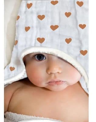 Premium GOTS organic cotton Muslin Hooded Towel - LOVE