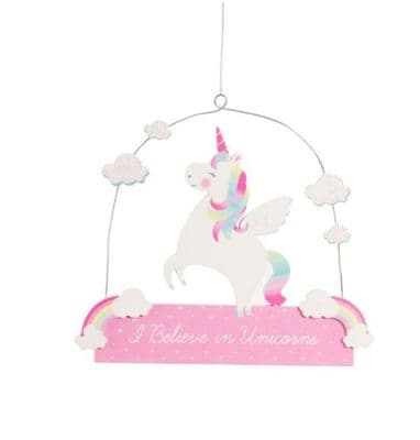 Rainbow Unicorn 'I Believe in Unicorns' Plaque