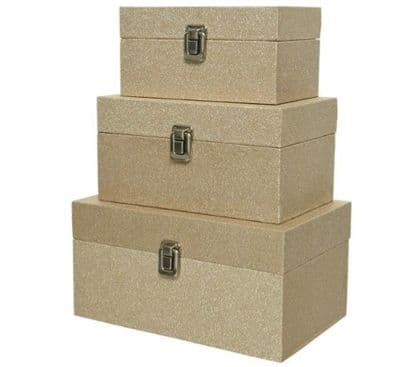 Set of 3 Stylish Gold Trunks