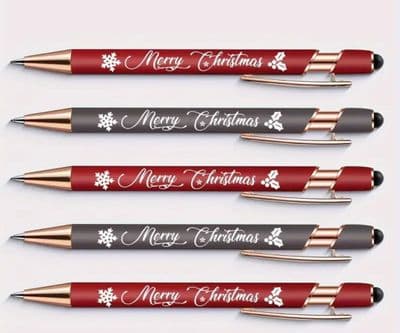 Set of 5 Christmas Ballpoint Pens